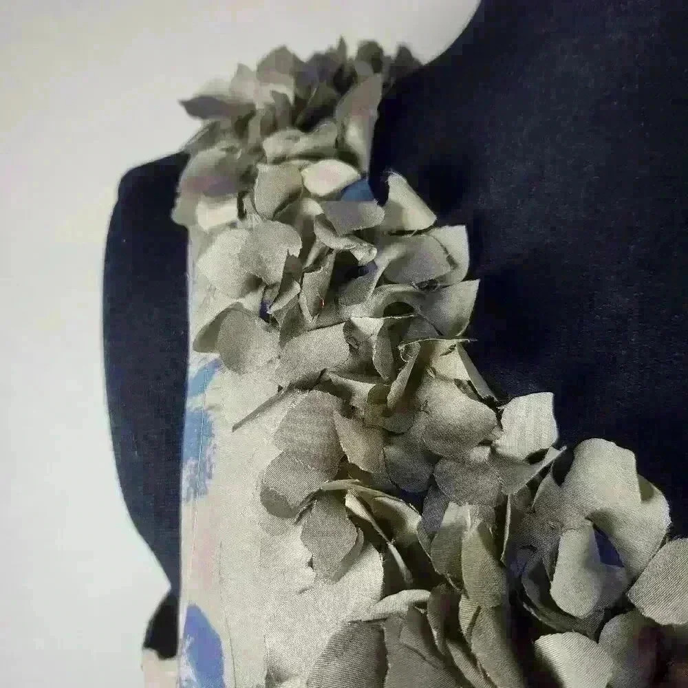 Boden Limited Edition Size 8 Silk/Cotton Brown & Blue Sleeveless Top Petal Neck